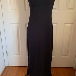 Isaac Mizrahi Live Maxi Tank Dress Black Knit Sleeveless XXS Stretch Lightweight